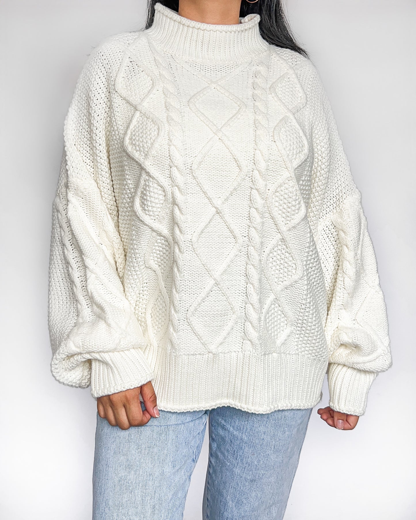 Cable Knit Turtle Neck Knitted Sweater