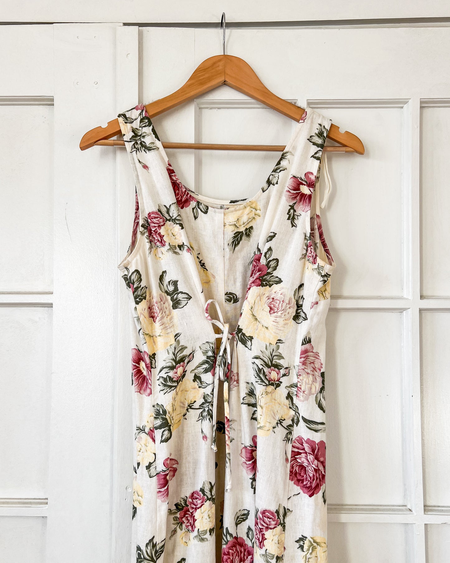 Vintage Linen Floral Maxi Dress