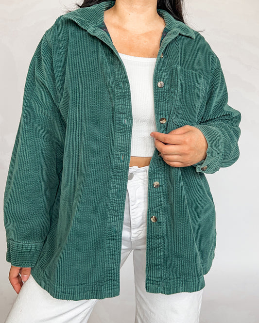 L.L Bean Lined Teal Corduroy Shirt