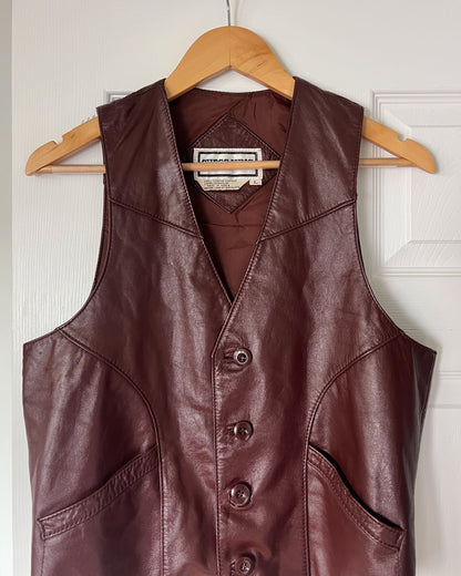 Vintage Burgendy Leather Vest