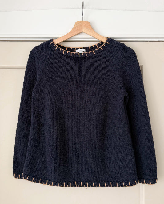 Pure Jill Navy Stitched Sweater