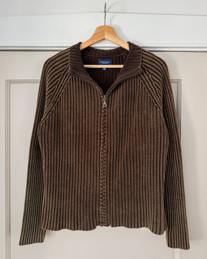 Y2K 2006 Brown Zip Up Sweater