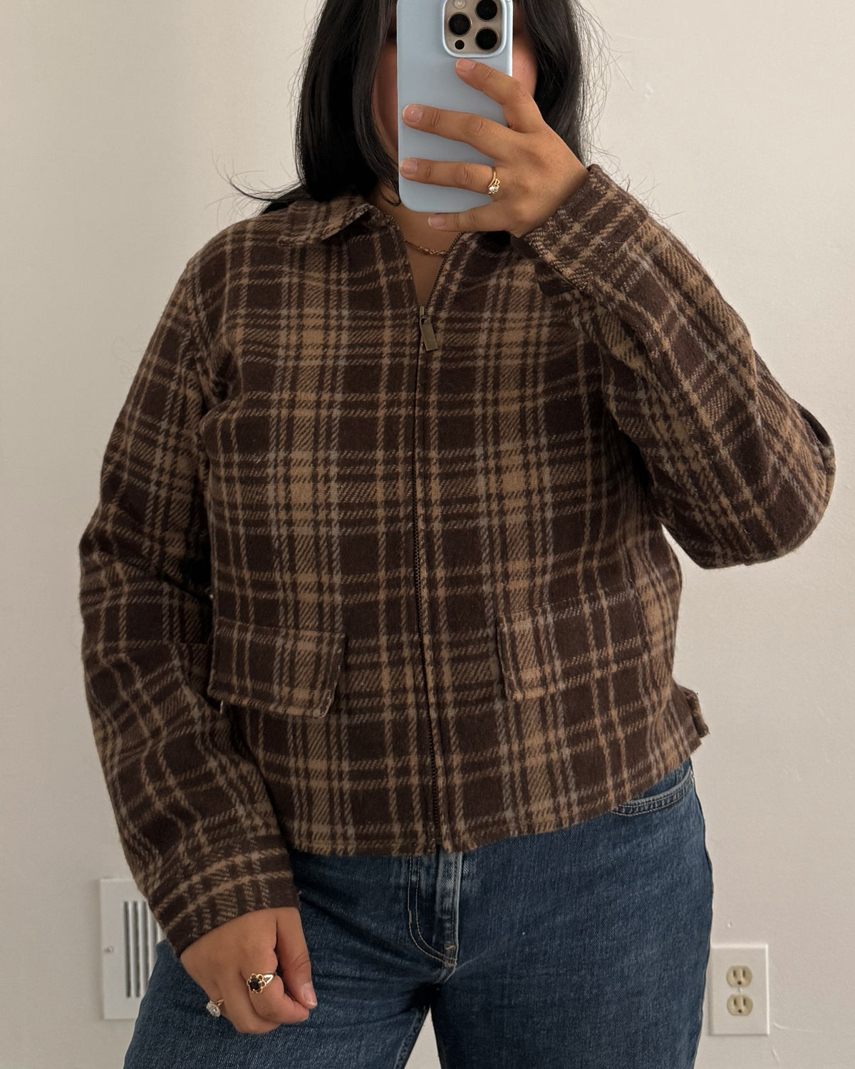 90’s Brown Plaid Jacket