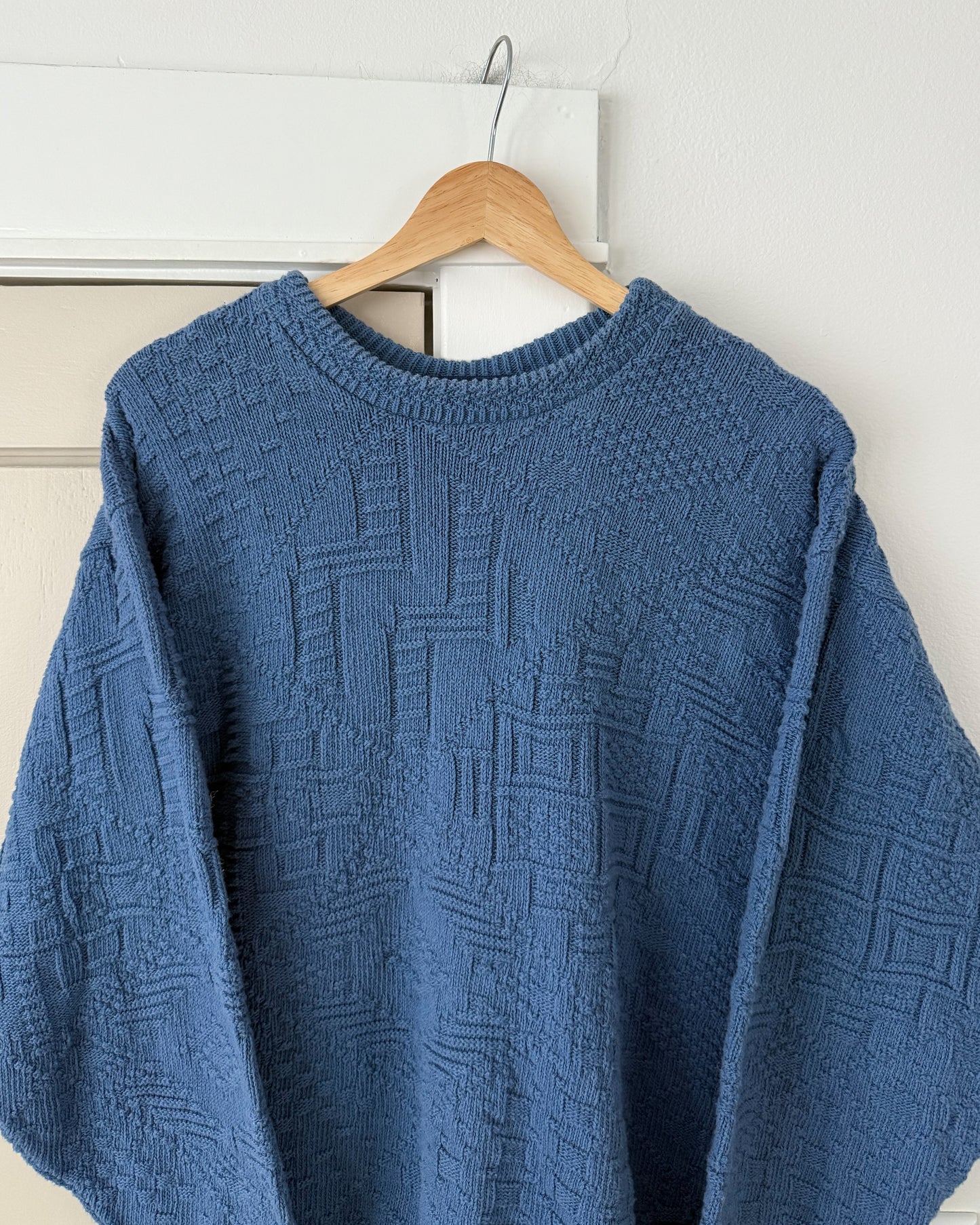 Blue Textured Knitted Sweater