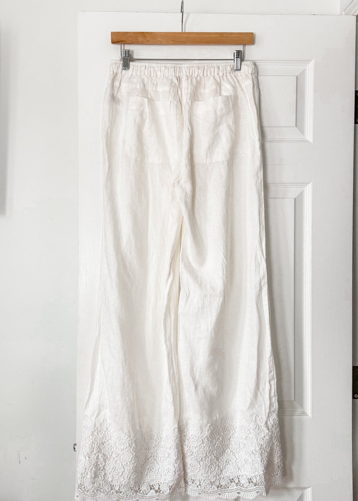 White Linen Lace Pants
