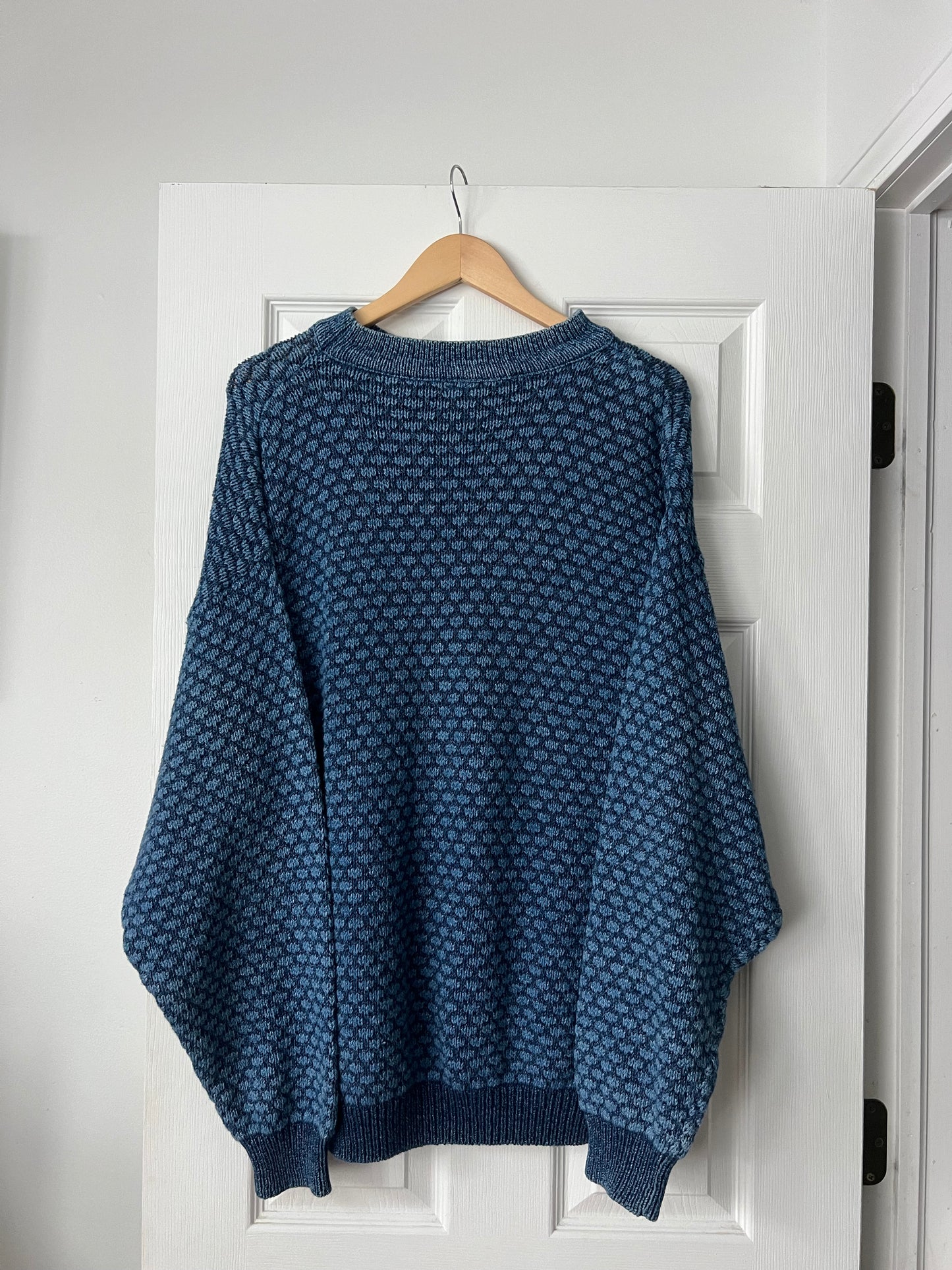 Blue Patterned Knitted Sweater