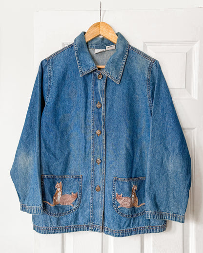 Vintage Blair Cat Embroidered Denim Jacket