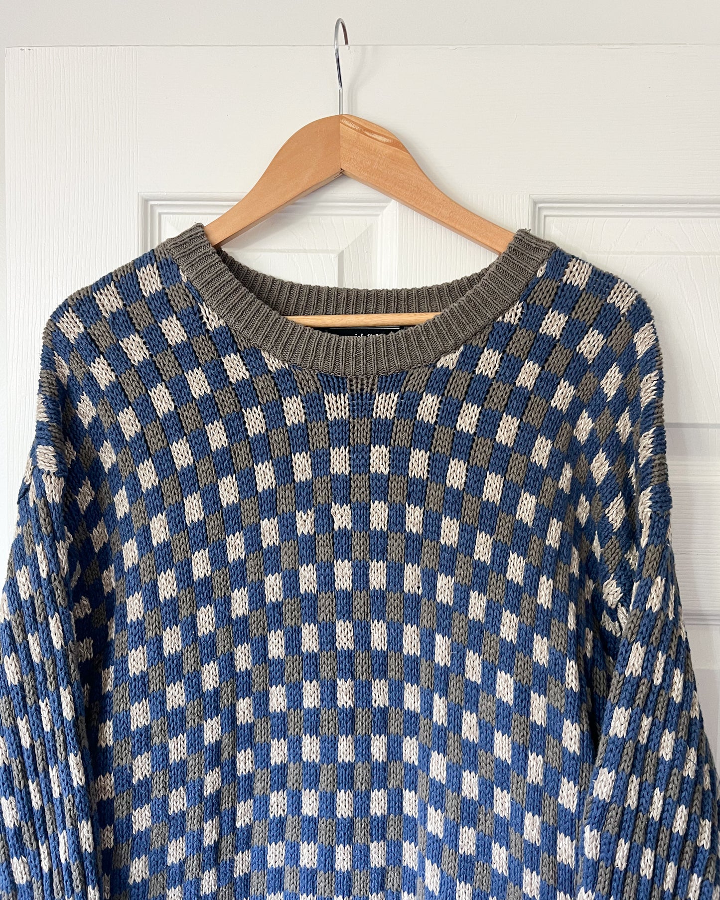 Linen Checkered Knitted Sweater