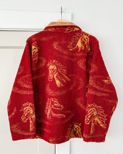 Vintage Red Fleece Horse Jacket
