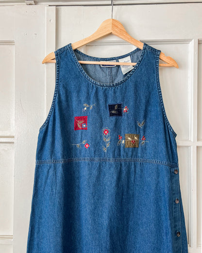 Denim Embroidered Dress