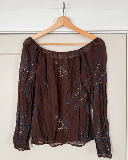 Brown Floral Blouse