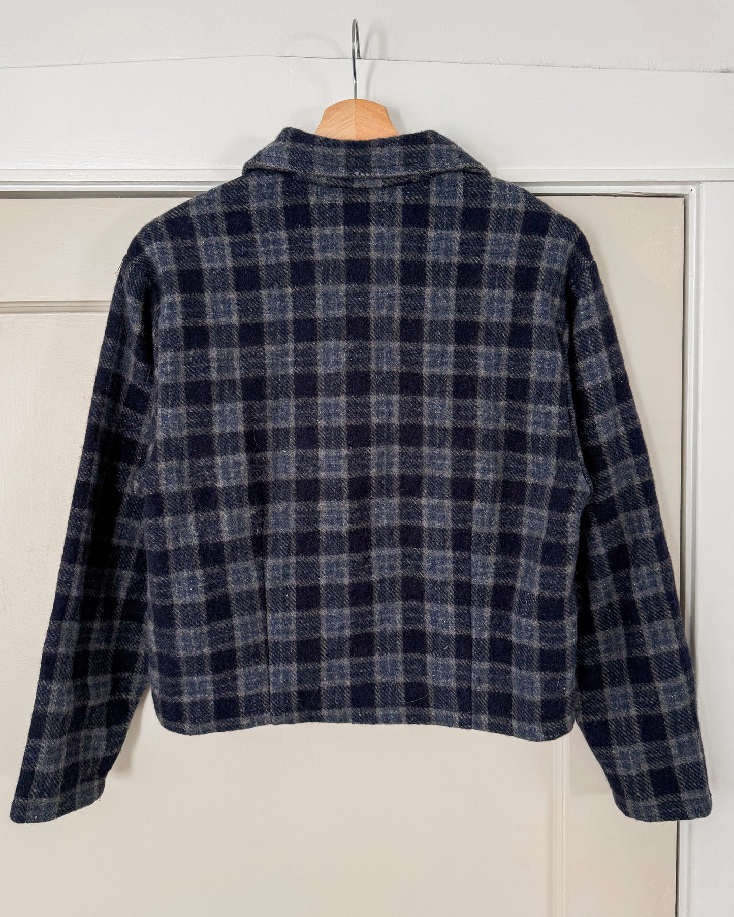 Plaid Wool Blend Cropped Jacket