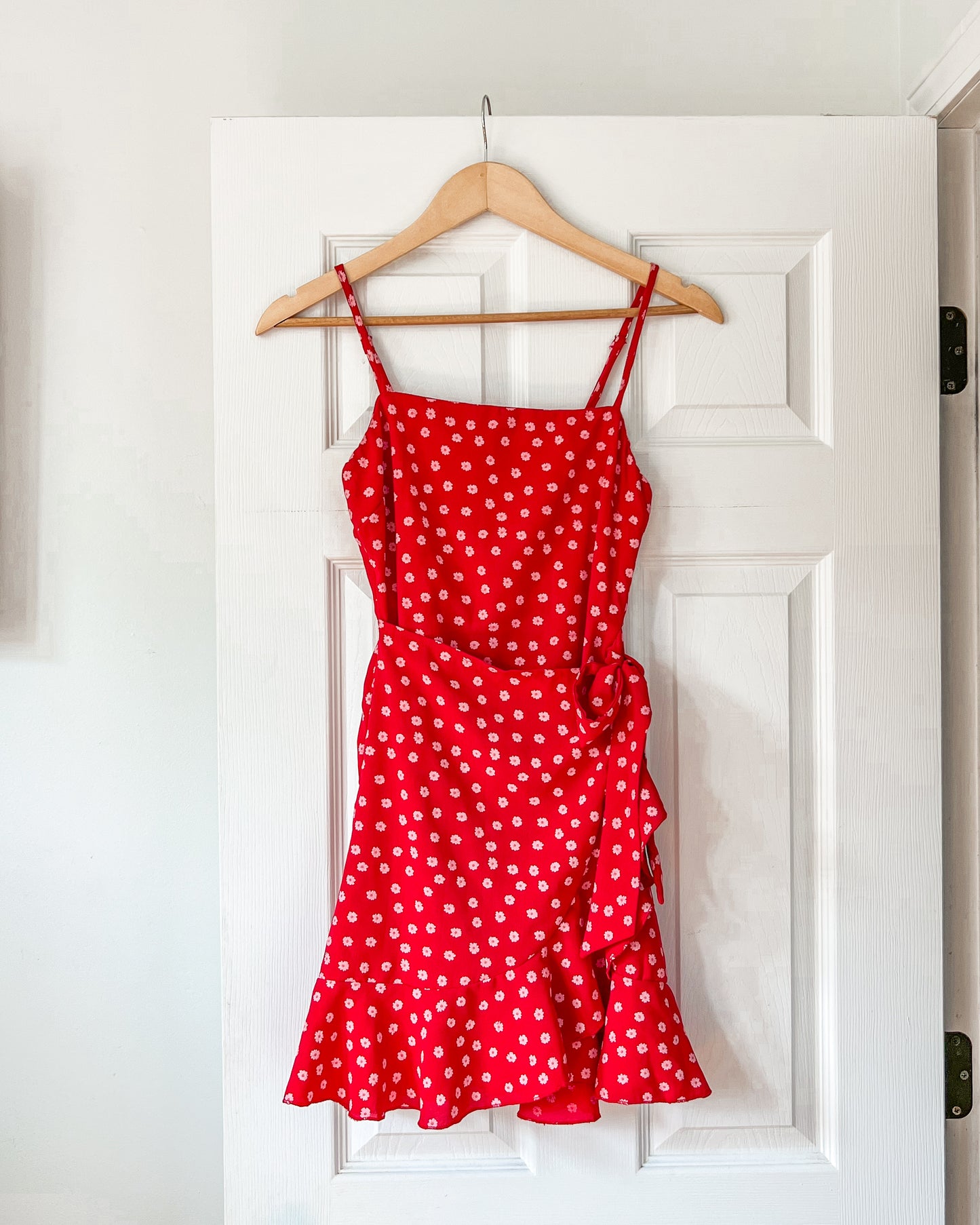 Red Floral Wrap Dress