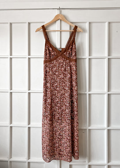 Brown Floral Lace Dress