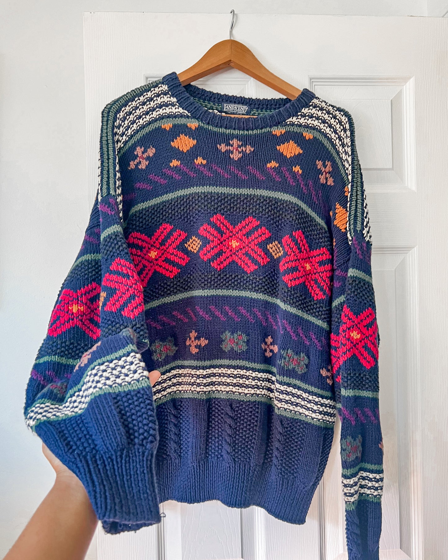 Lands’ End Multi Patterned Knitted Sweater