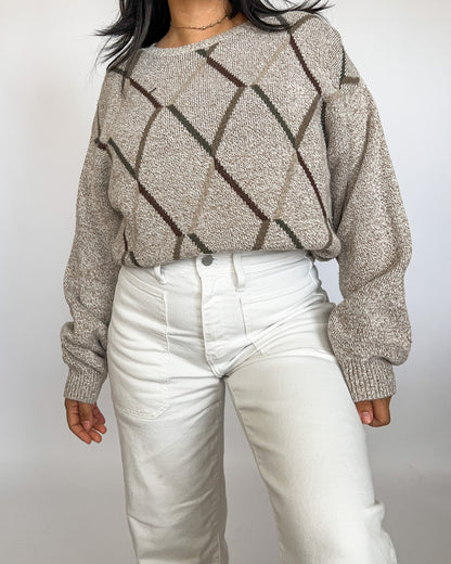 Neutral Diamond Knitted Sweater