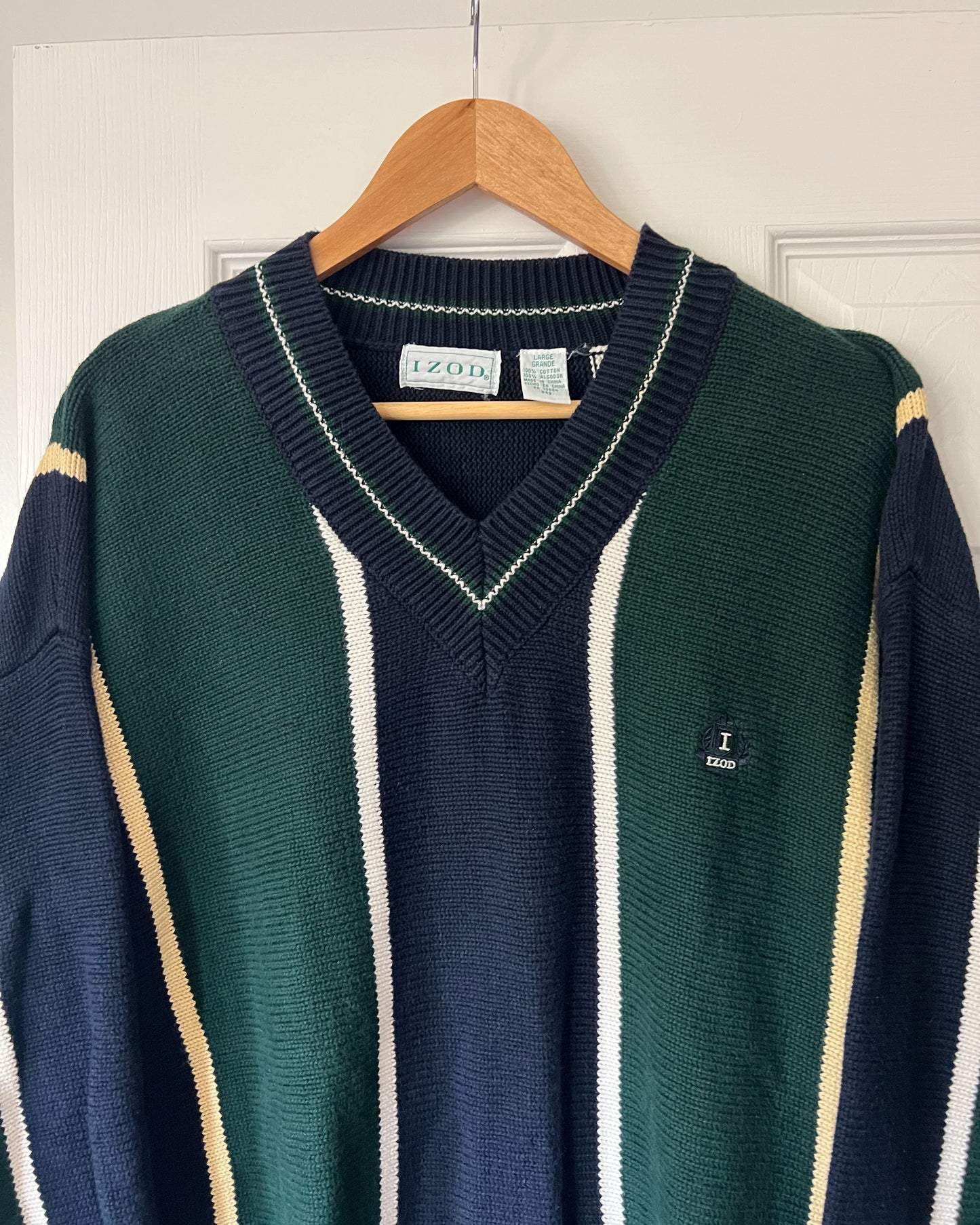 Izod V Neck Striped knitted Sweater