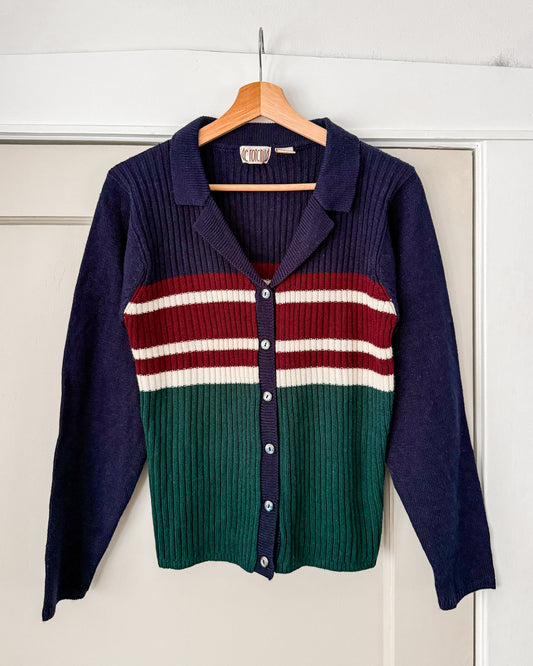 Vintage Striped N Neck Cardigan