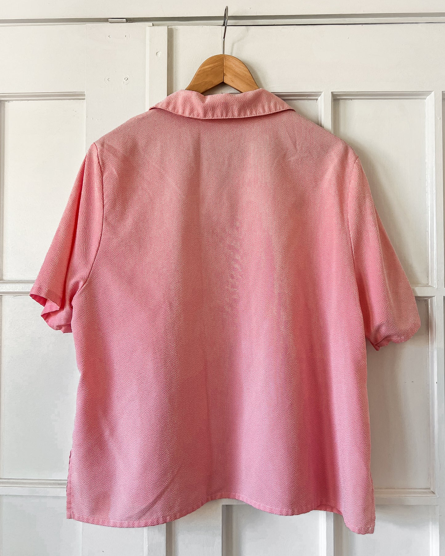 Floral Embroidered Pink Button Up