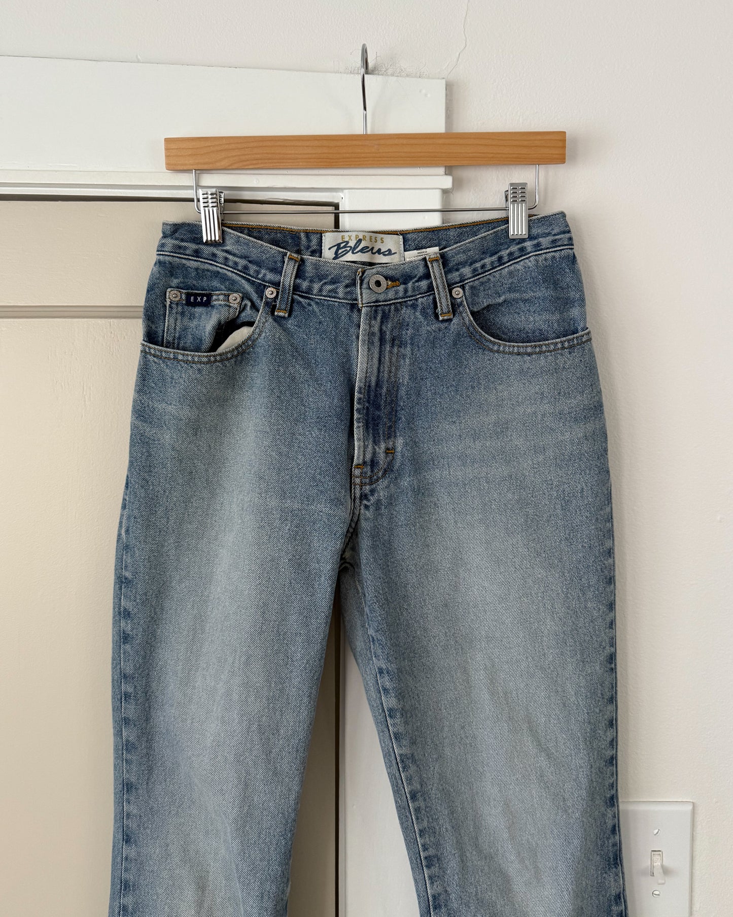 Express Blues Low Rise Wide Leg Jeans
