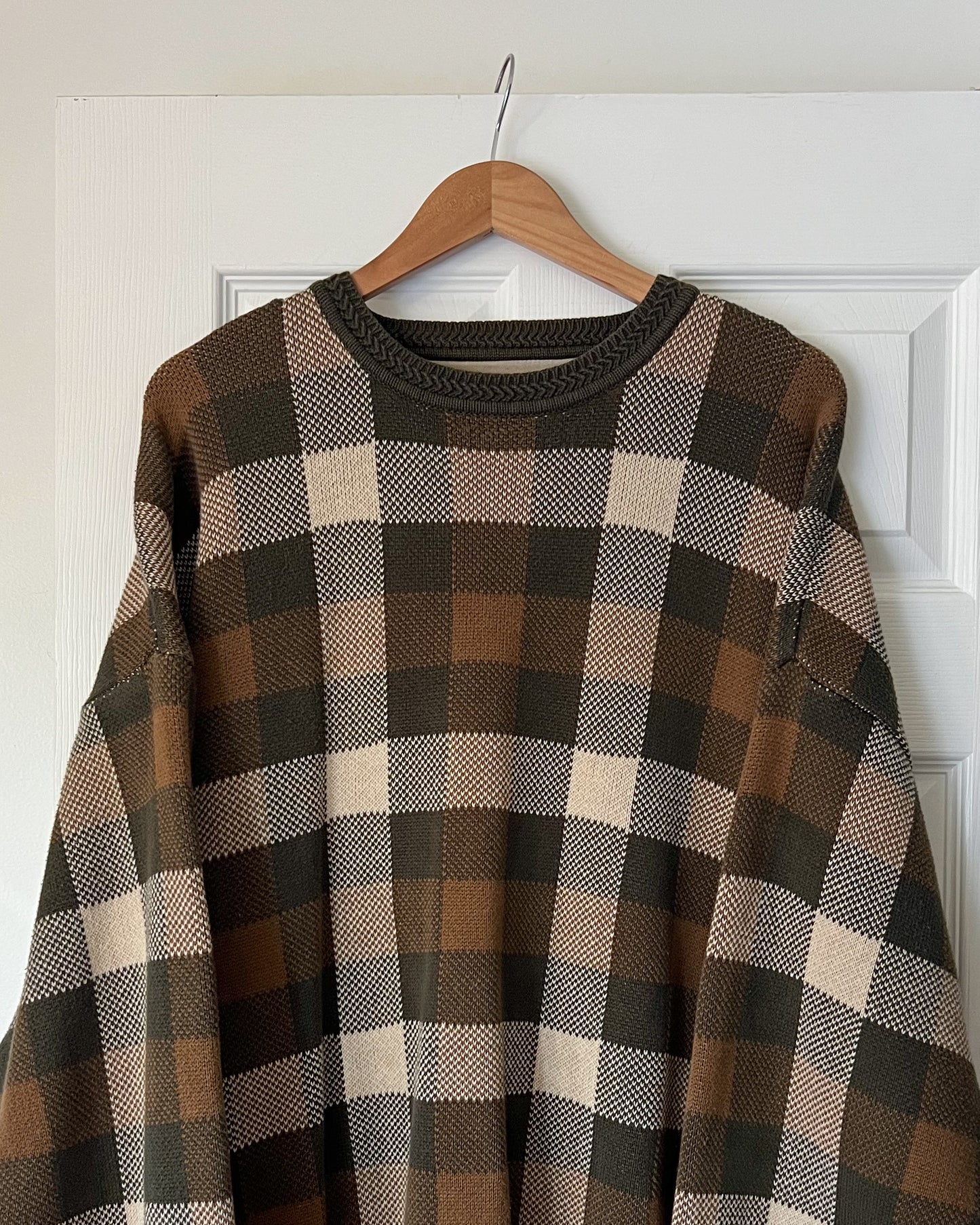Brown Plaid Crewneck