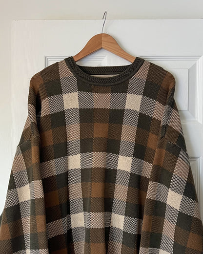 Brown Plaid Crewneck