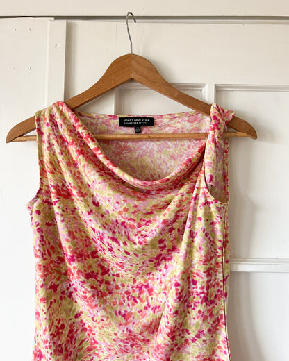 Multicolor Cowl Neck Tank Top