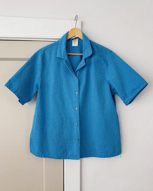 Blue Gingham Button Up Shirt