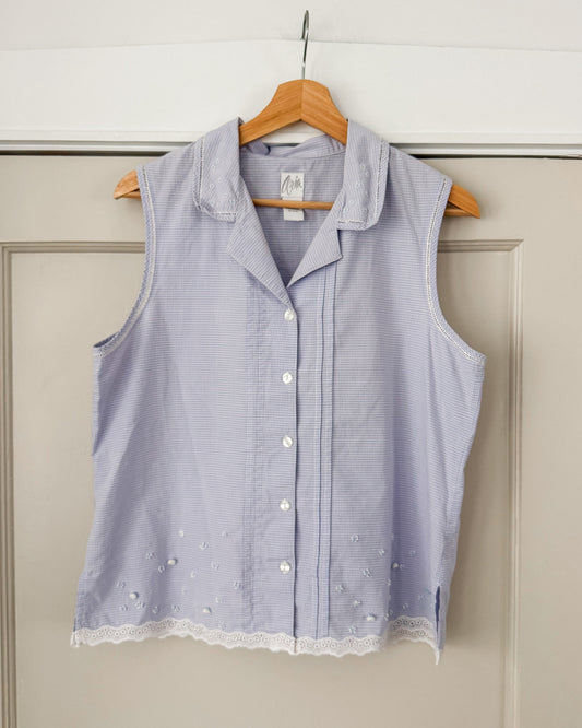 Collared Button Tank Top