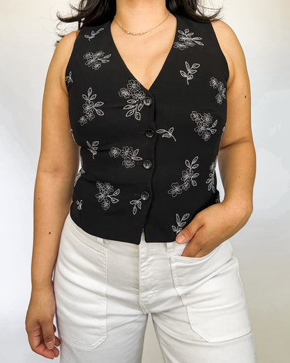 Black Floral Vest