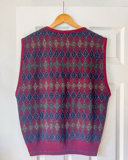 Burgundy Diamond Knitted Vest