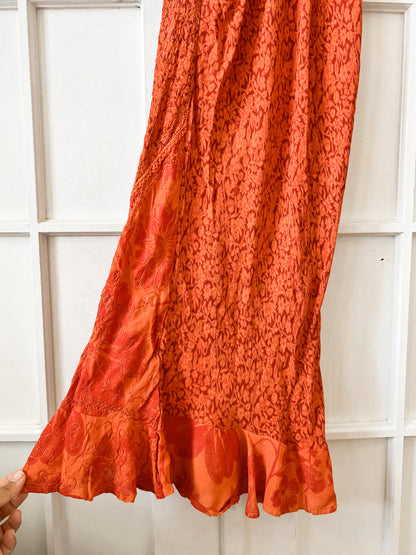 Rust Orange Textured Maxi Dress