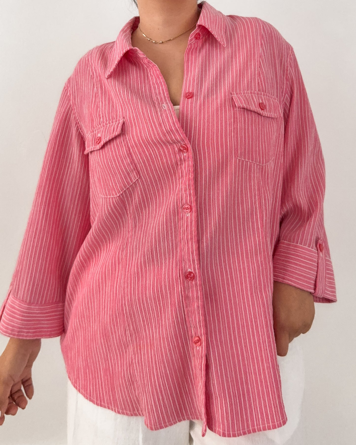 Pink Striped Button Up Shirt