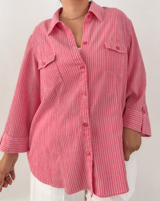 Pink Striped Button Up Shirt