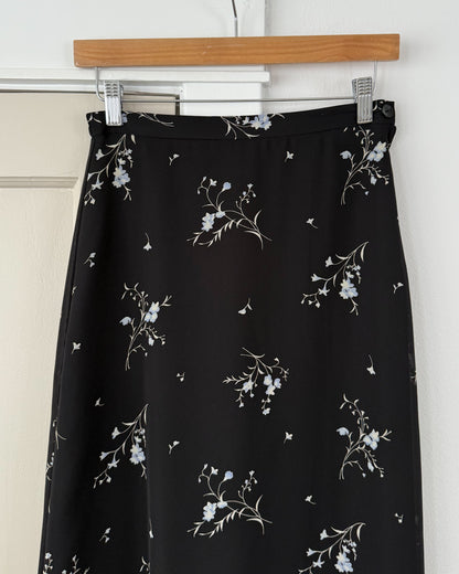 Vintage Black Floral Skirt