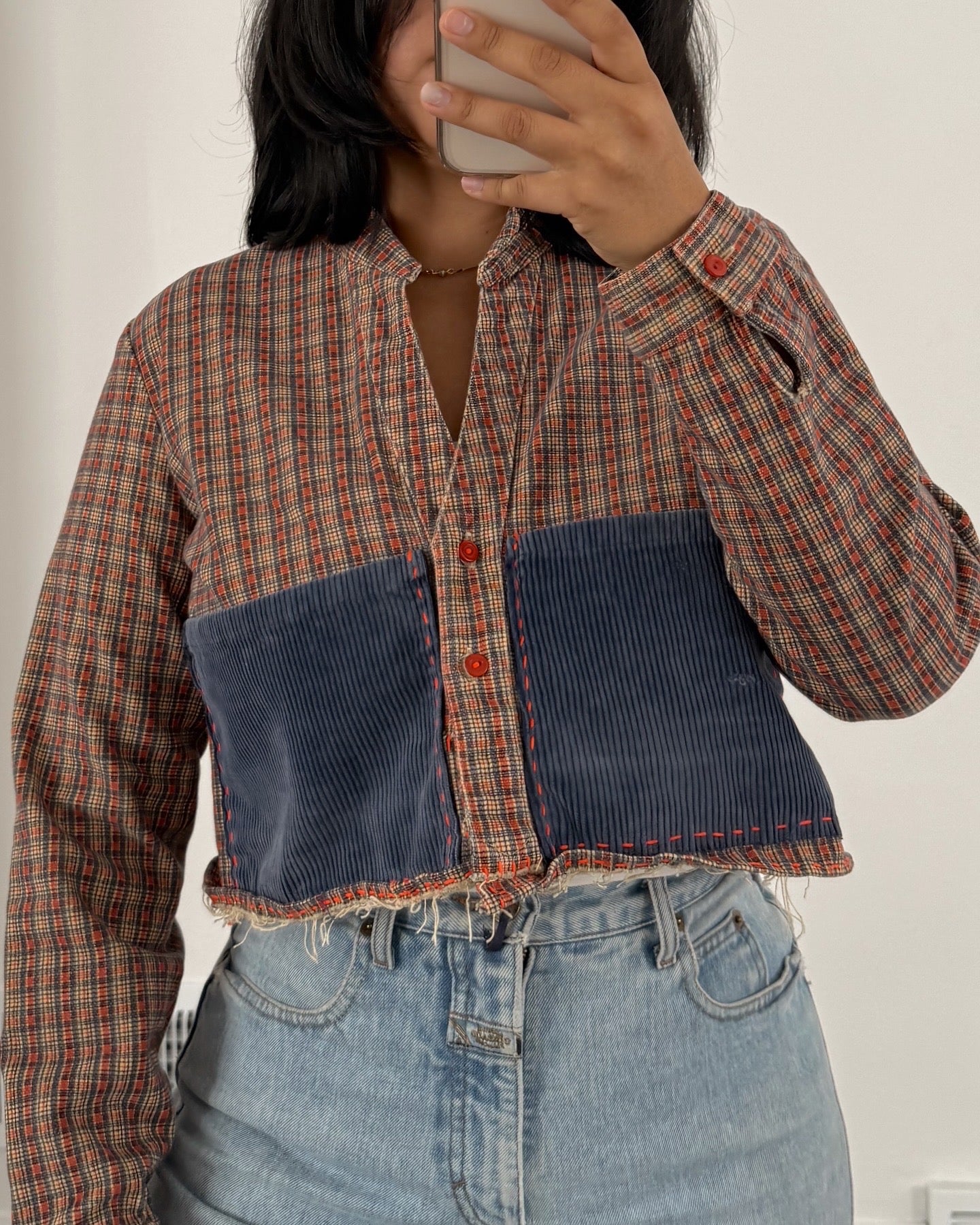 Plaid Patchwork Cropped Jacket