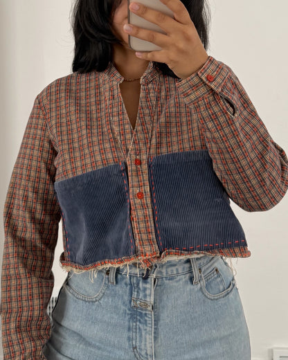 Plaid Patchwork Cropped Jacket