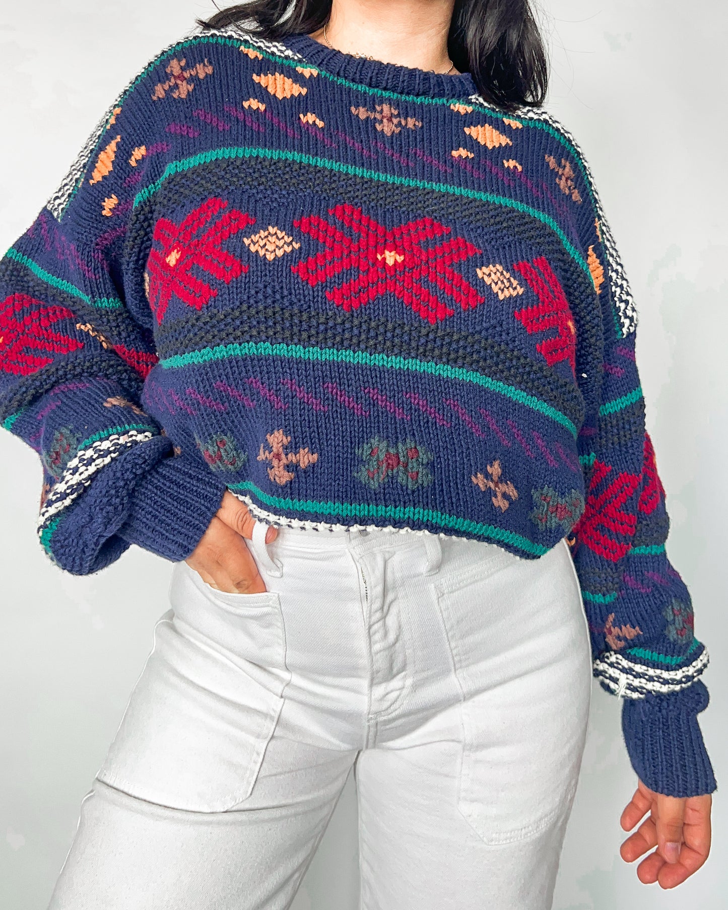 Lands’ End Multi Patterned Knitted Sweater