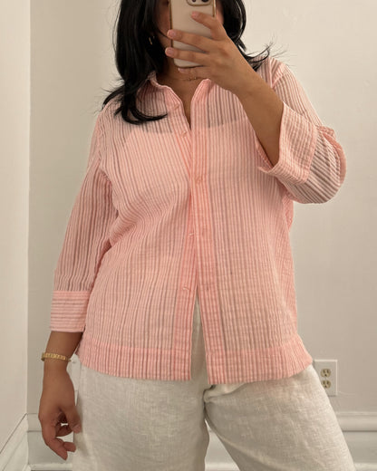 Pink Sheer Button Up