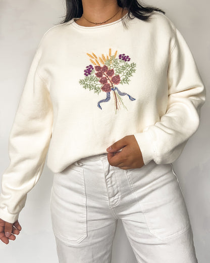 Vintage Floral Embroidered Crewneck