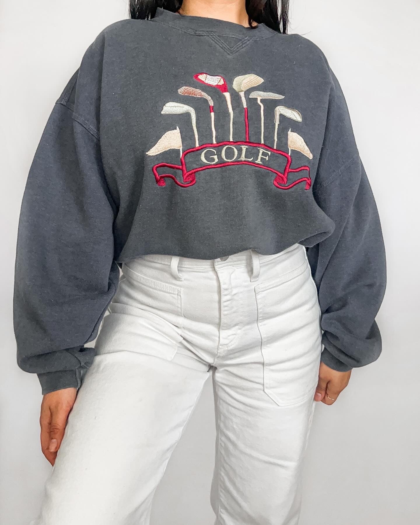 Navy Six Golf Clubs Embroidered Crewneck