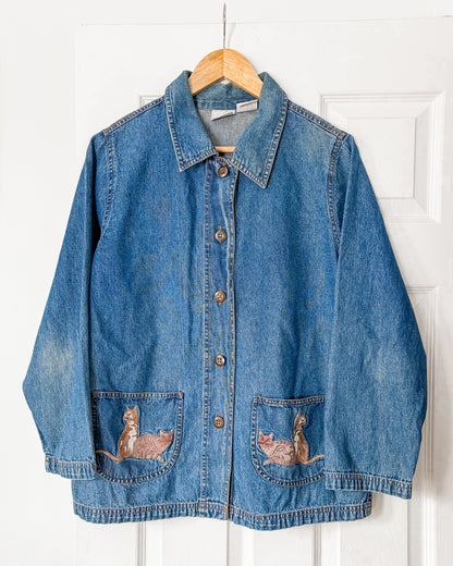 Vintage Blair Cat Embroidered Denim Jacket