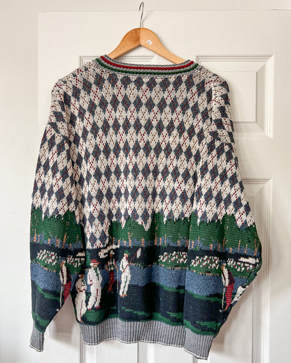 Vintage V Neck Golf Knitted Sweater