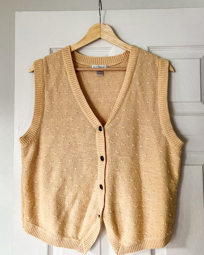 Yellow Knitted Textured Vest