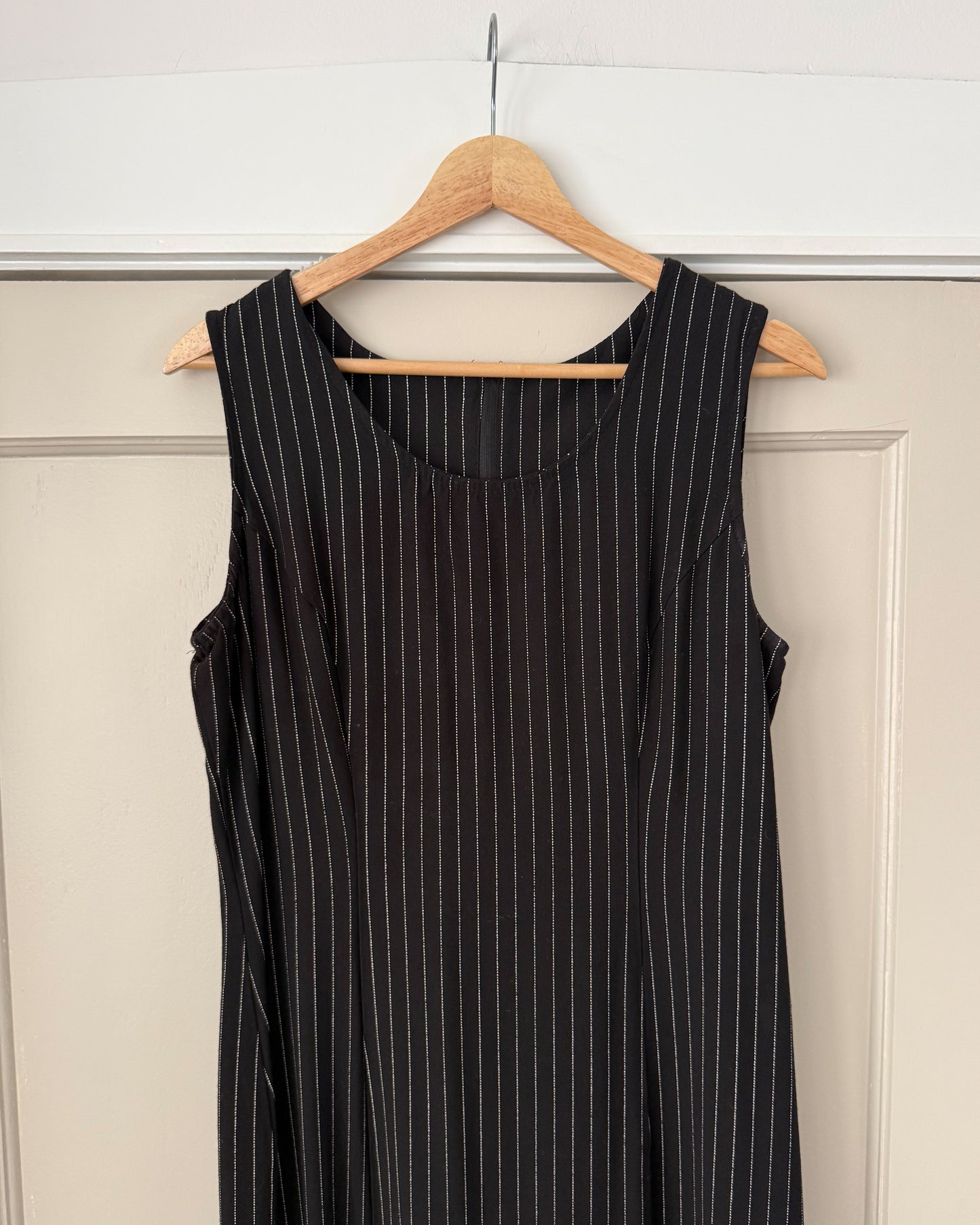 Vintage Black Striped Maxi Dress