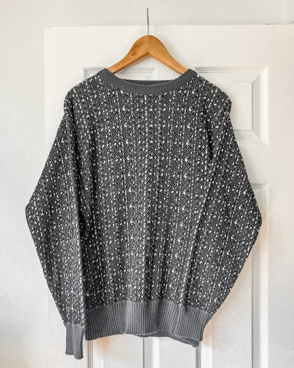 Grey Patterned Knitted Sweater