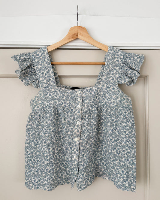 Blue Floral Tank Blouse