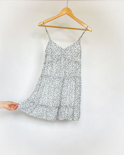Blue Floral Tiered Dress