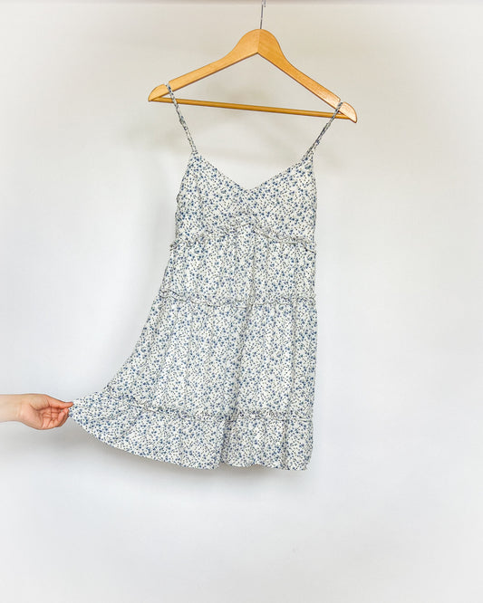 Blue Floral Tiered Dress