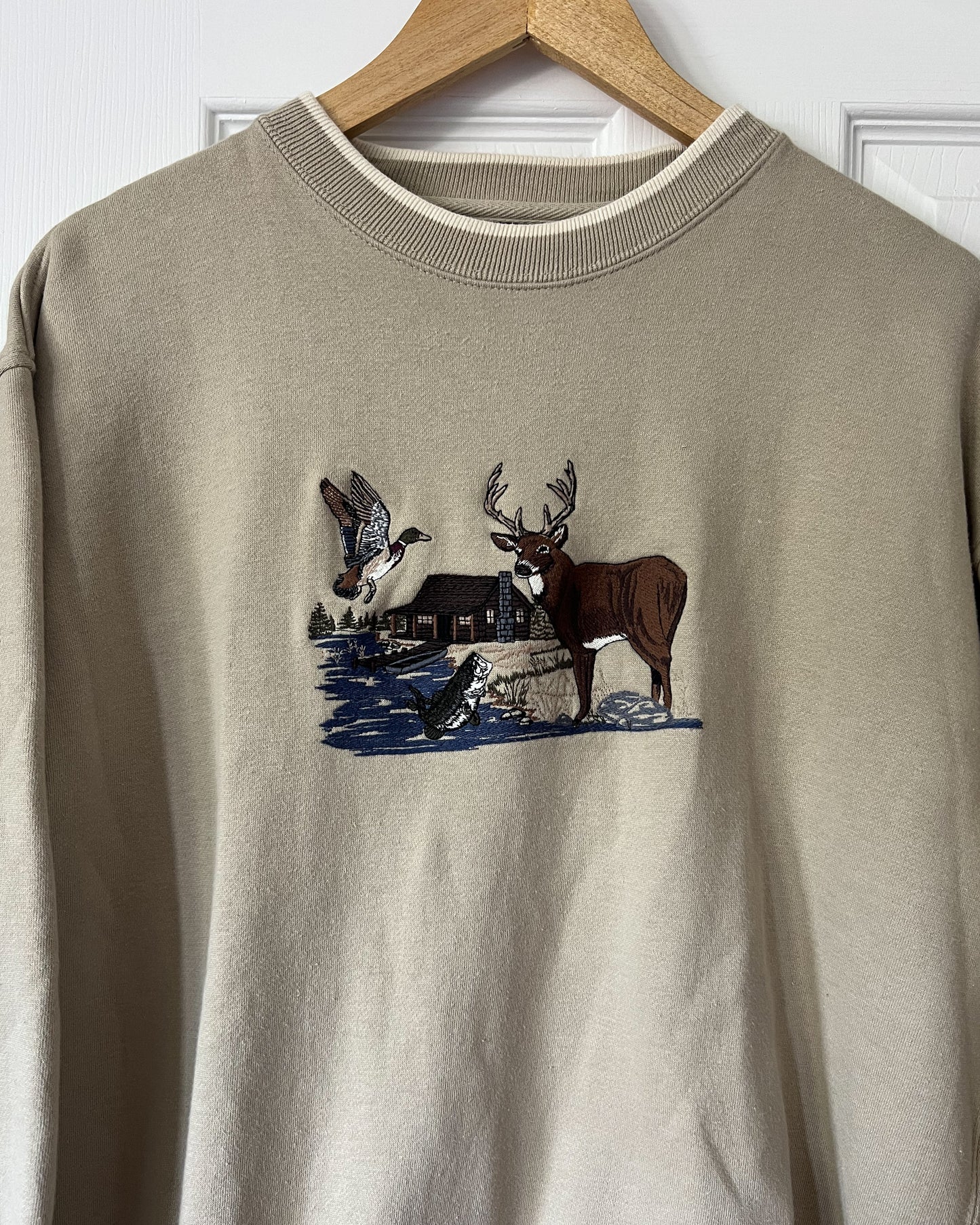 Deer Embroidered Crewneck Sweater